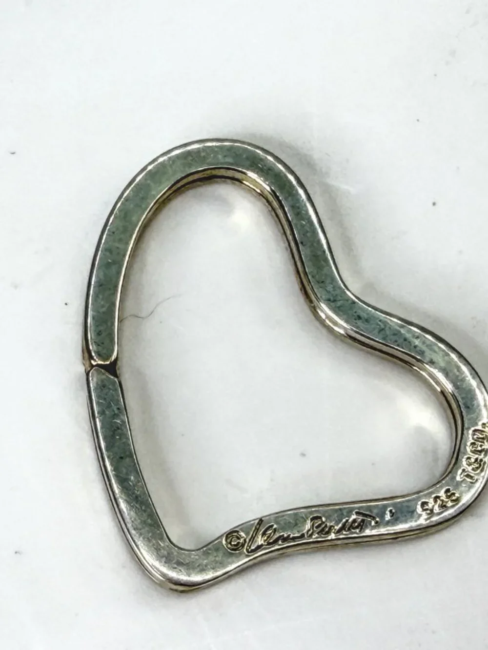 Vintage Tiffany & Co. Elsa Peretti Sterling Silver Heart Key Ring 1.5